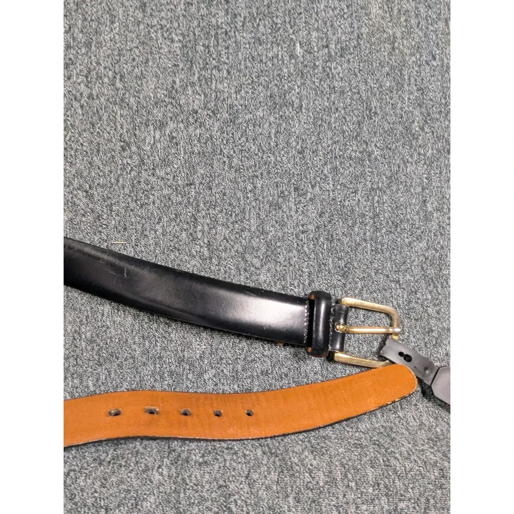 Trafalgar Mens Black Annonay Calf Leather Belt Gold Buckle Handmade USA 40 100